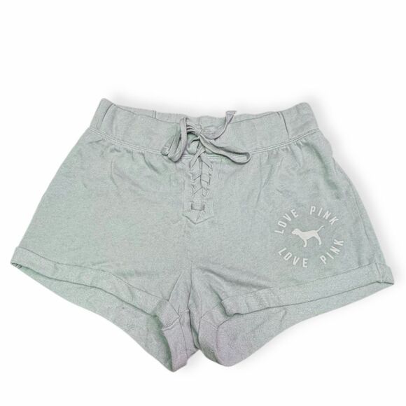 PINK VICTORIA’S SECRET Women’s Light Green Lace-Up Drawstring Lounge Shorts Size - Picture 1 of 5